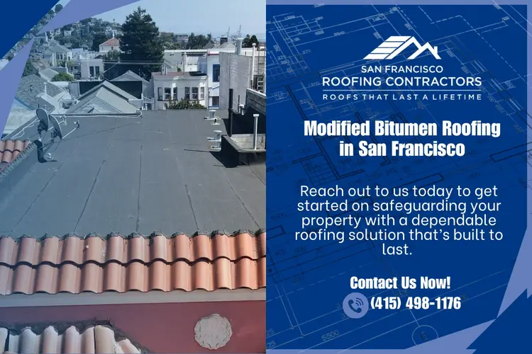 San Francisco residential building with modern modified bitumen roofing, designed for coastal climate resilience