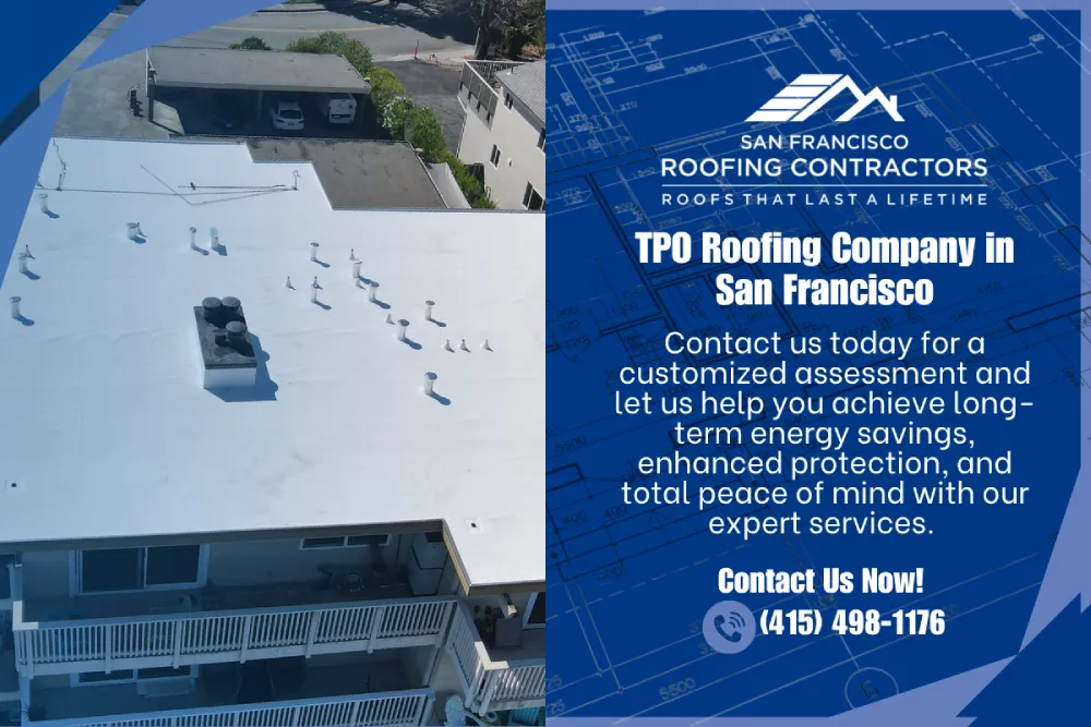 Commercial and residential TPO roof installation with UV and heat resistance in San Francisco