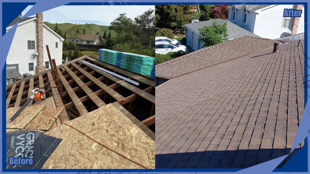Roof replacement before and after